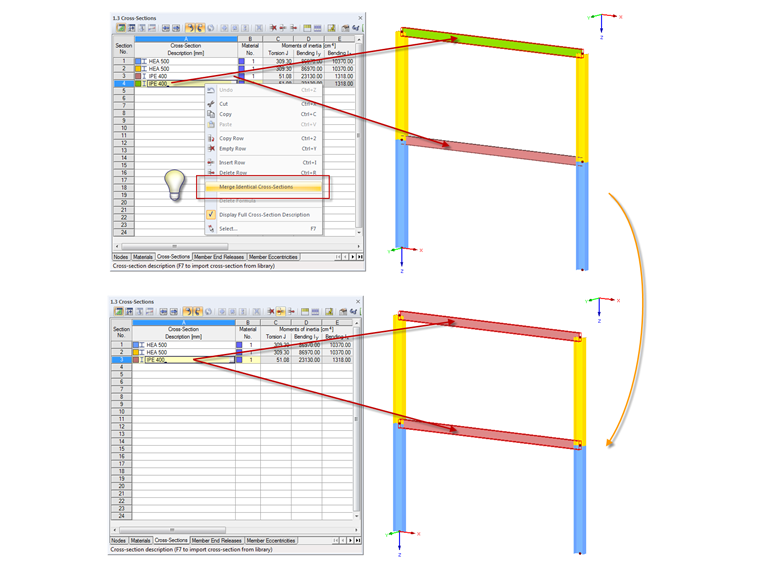 Fusionner les sections identiques