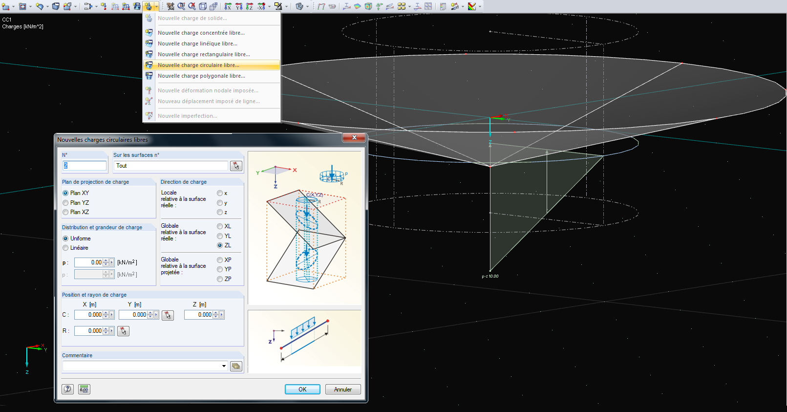 Charge circulaire libre