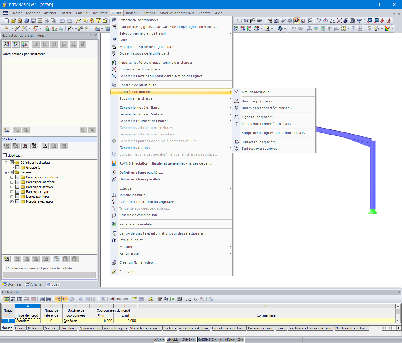 Contrôle du modèle dans RFEM