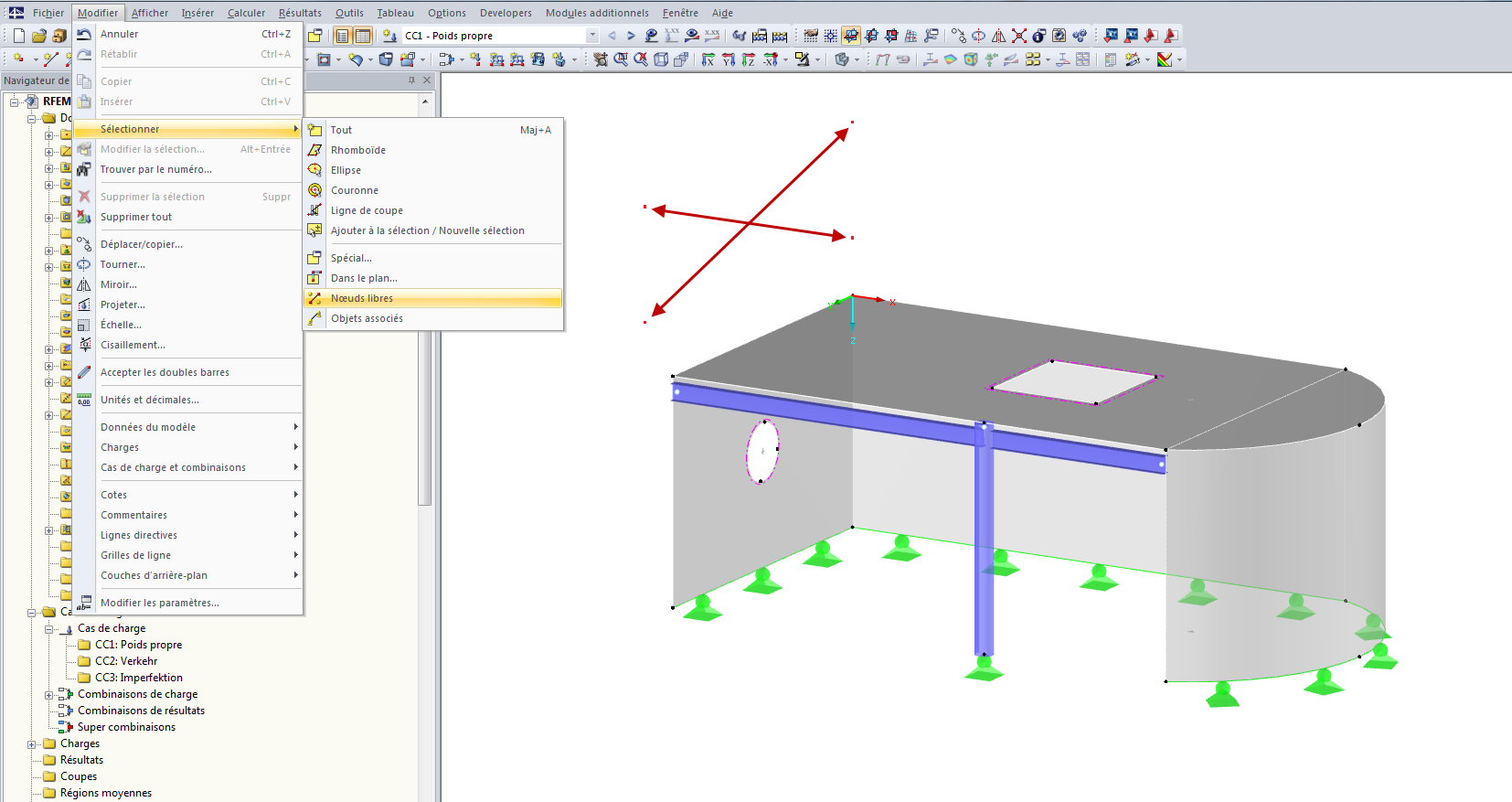 Sélectionner les nœuds libres