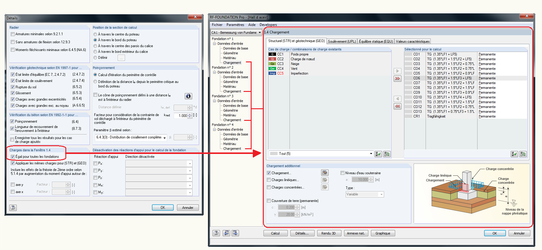 Identische Lasten für alle Fundamente