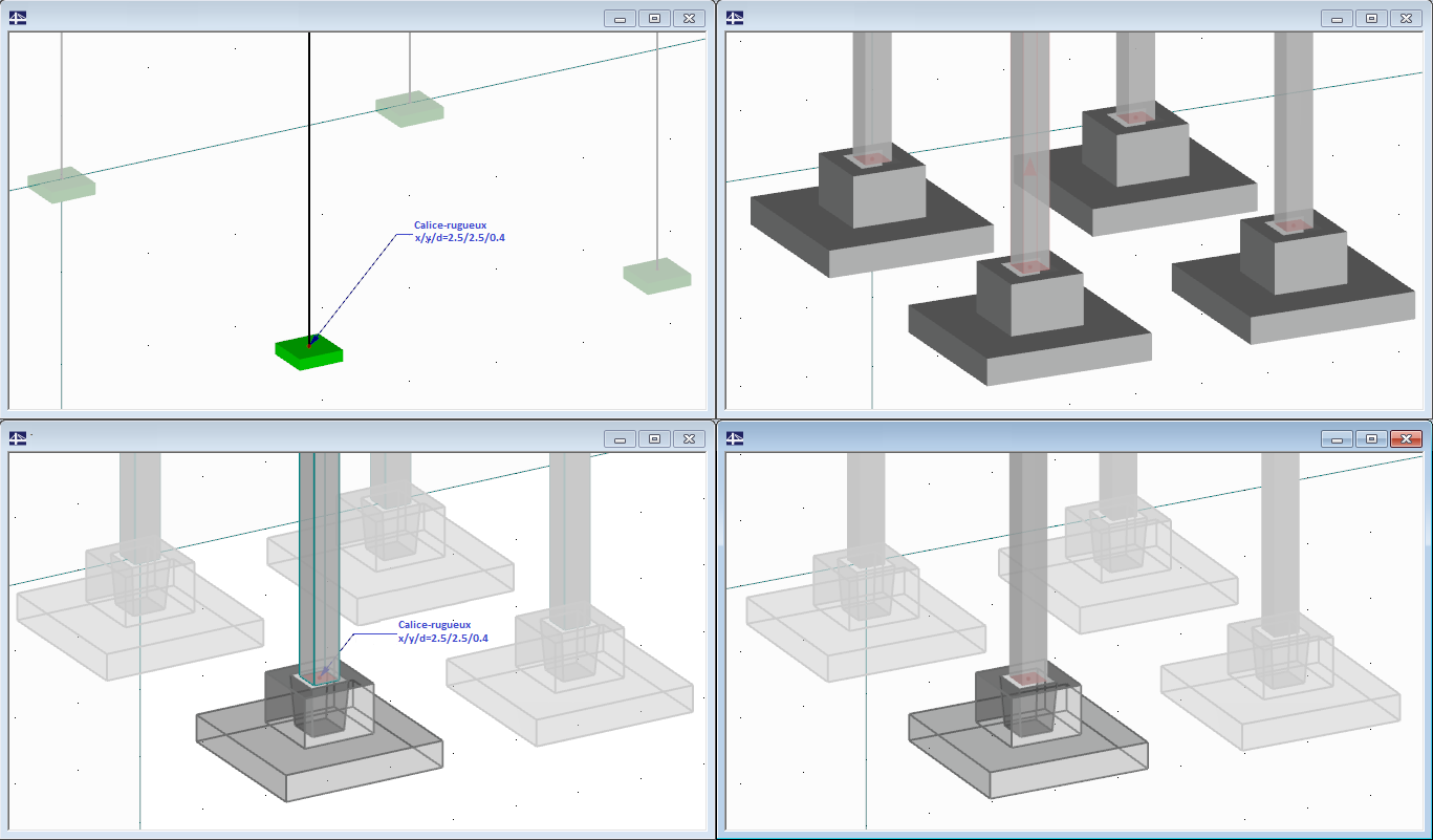Affichage des dimensions des fondations