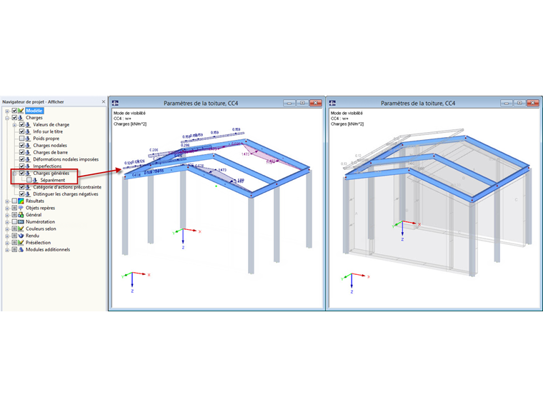 Utilisation du mode de visibilité avec les charges générées