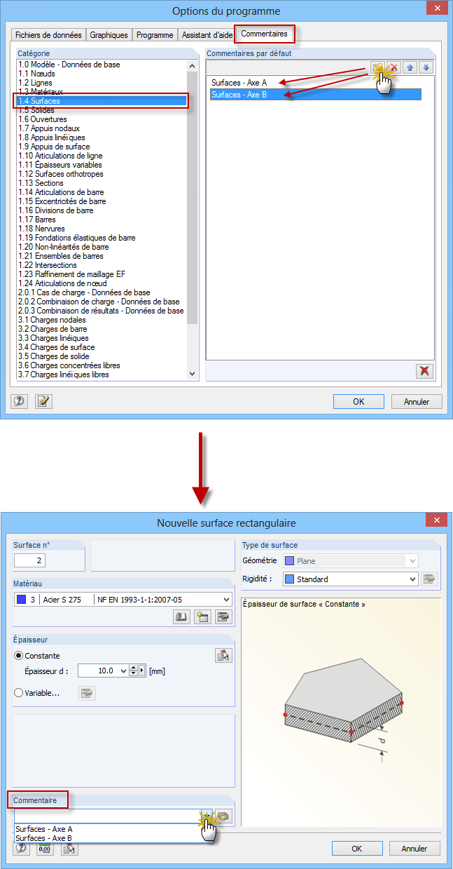 Commentaires par défaut