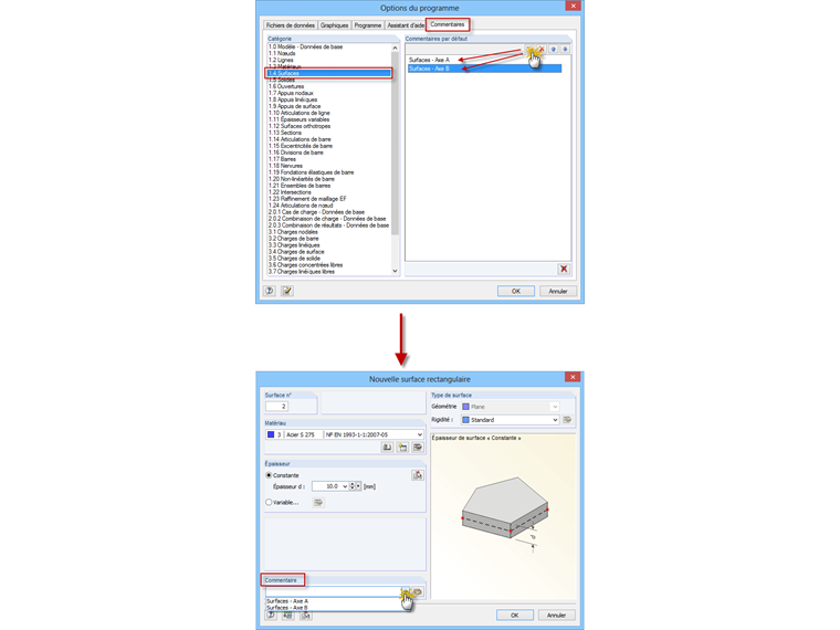 Commentaires par défaut