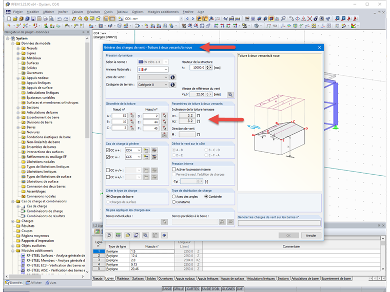 Charges de vent sur les toitures à deux versants