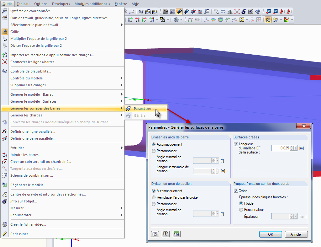 Générer des surfaces à partir d'une barre