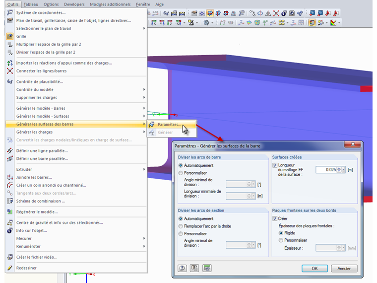 Générer des surfaces à partir d'une barre