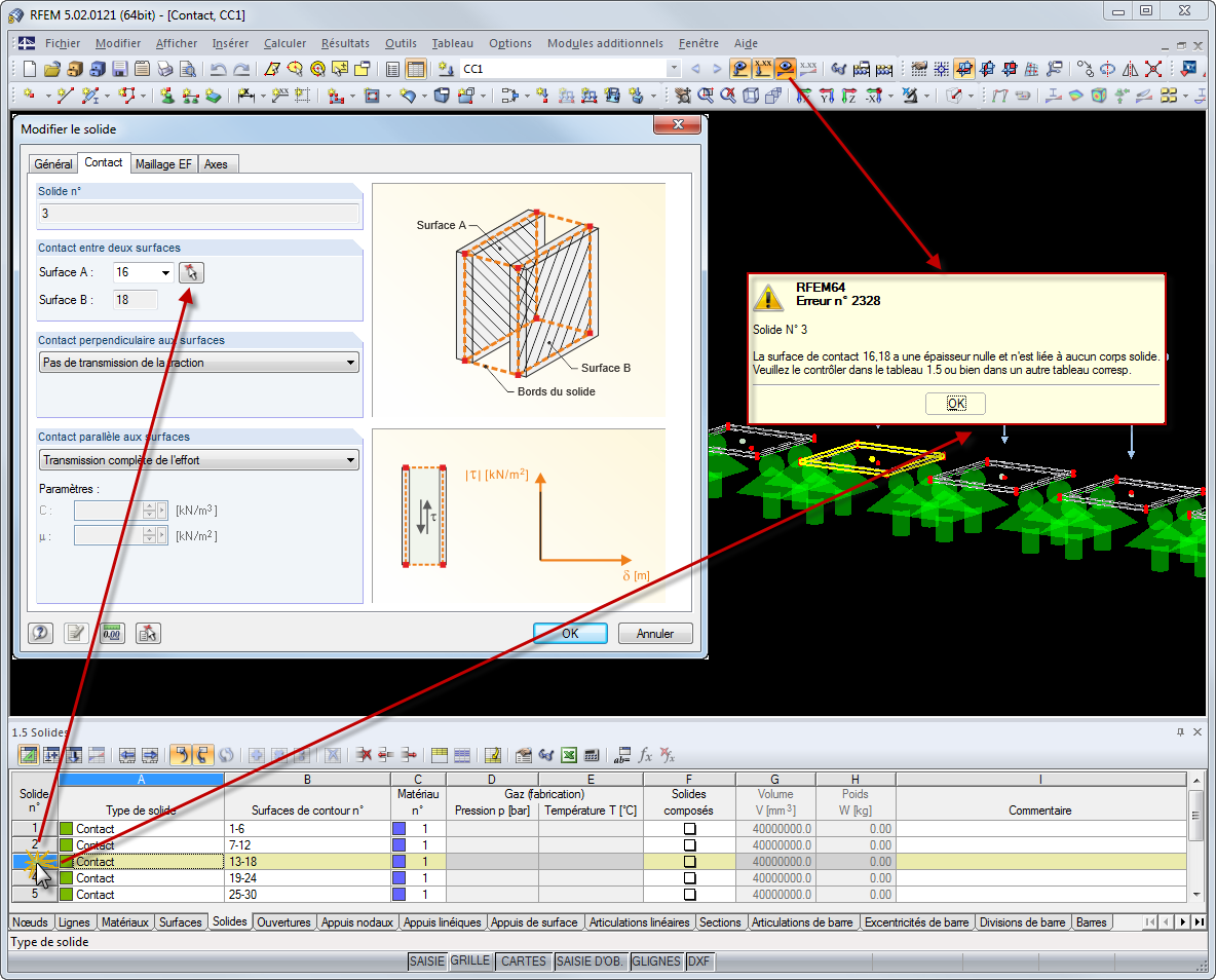 Liaison entre des tableaux et des boîtes de dialogue