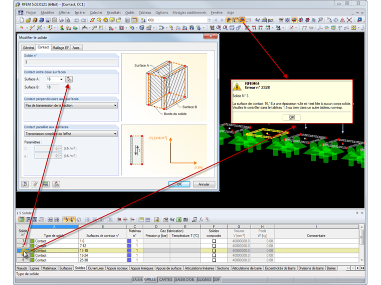 Liaison entre des tableaux et des boîtes de dialogue