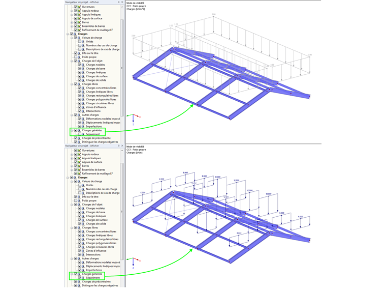 Affichage des charges de surface générées
