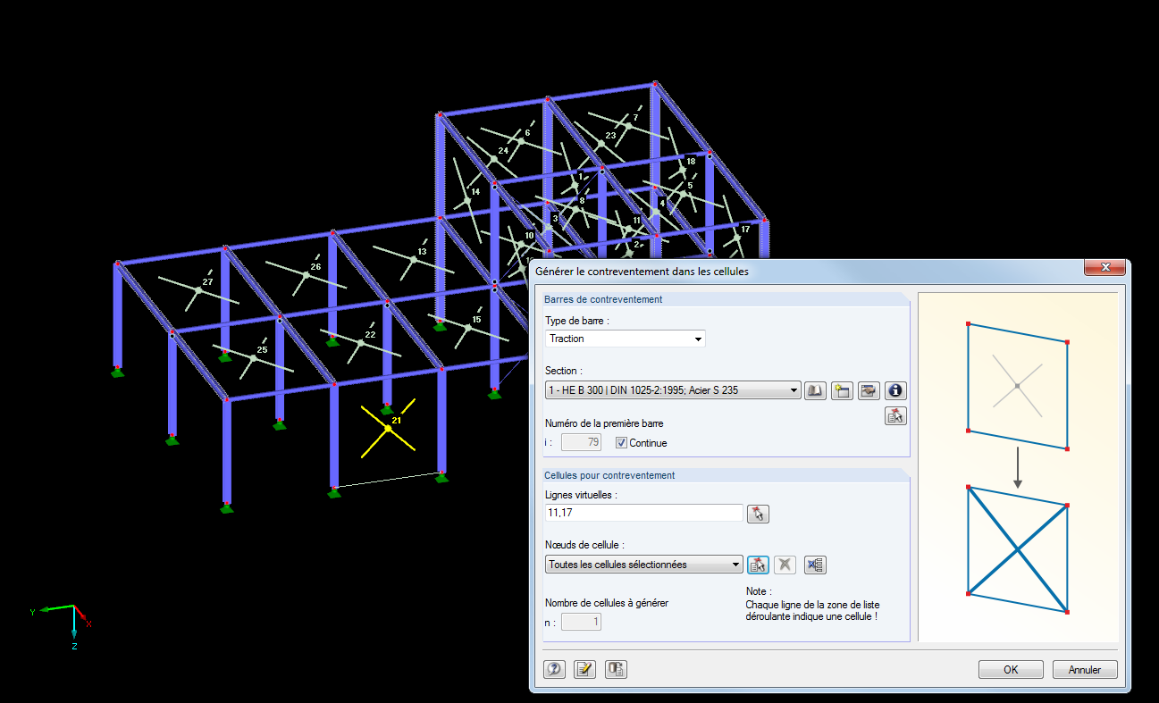 Générer le contreventement dans les cellules