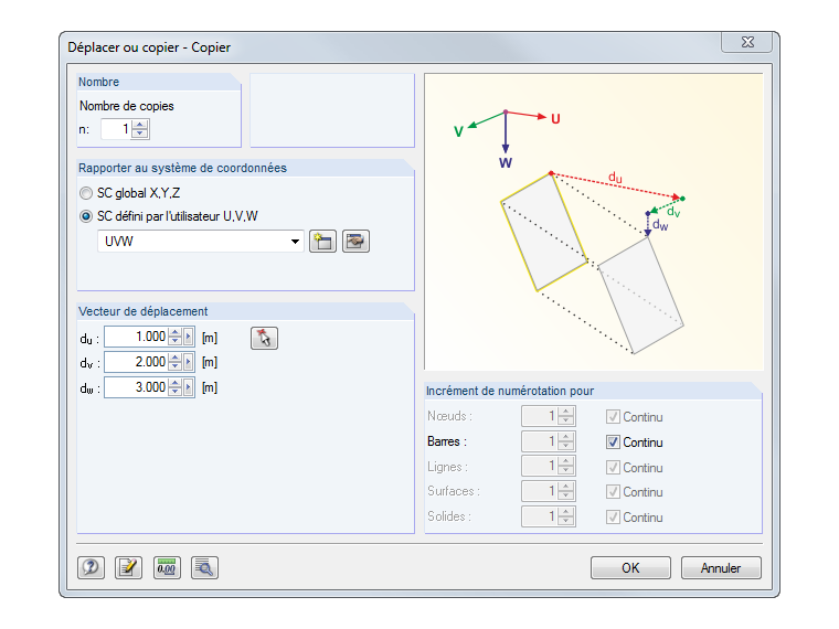 Déplacer et copier dans un système de coordonnées défini par l'utilisateur dans RFEM 5 et RSTAB 8