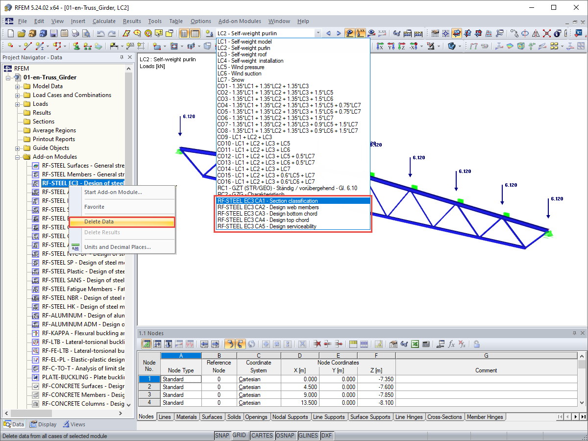 Suppression rapide des cas et résultats de module dans RSTAB 8 et RFEM 5