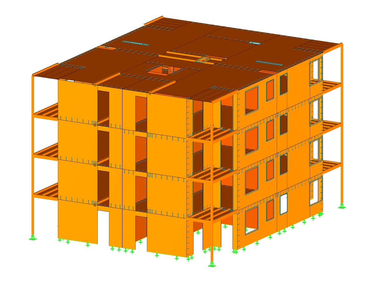Modèle 3D du bâtiment B dans RFEM
