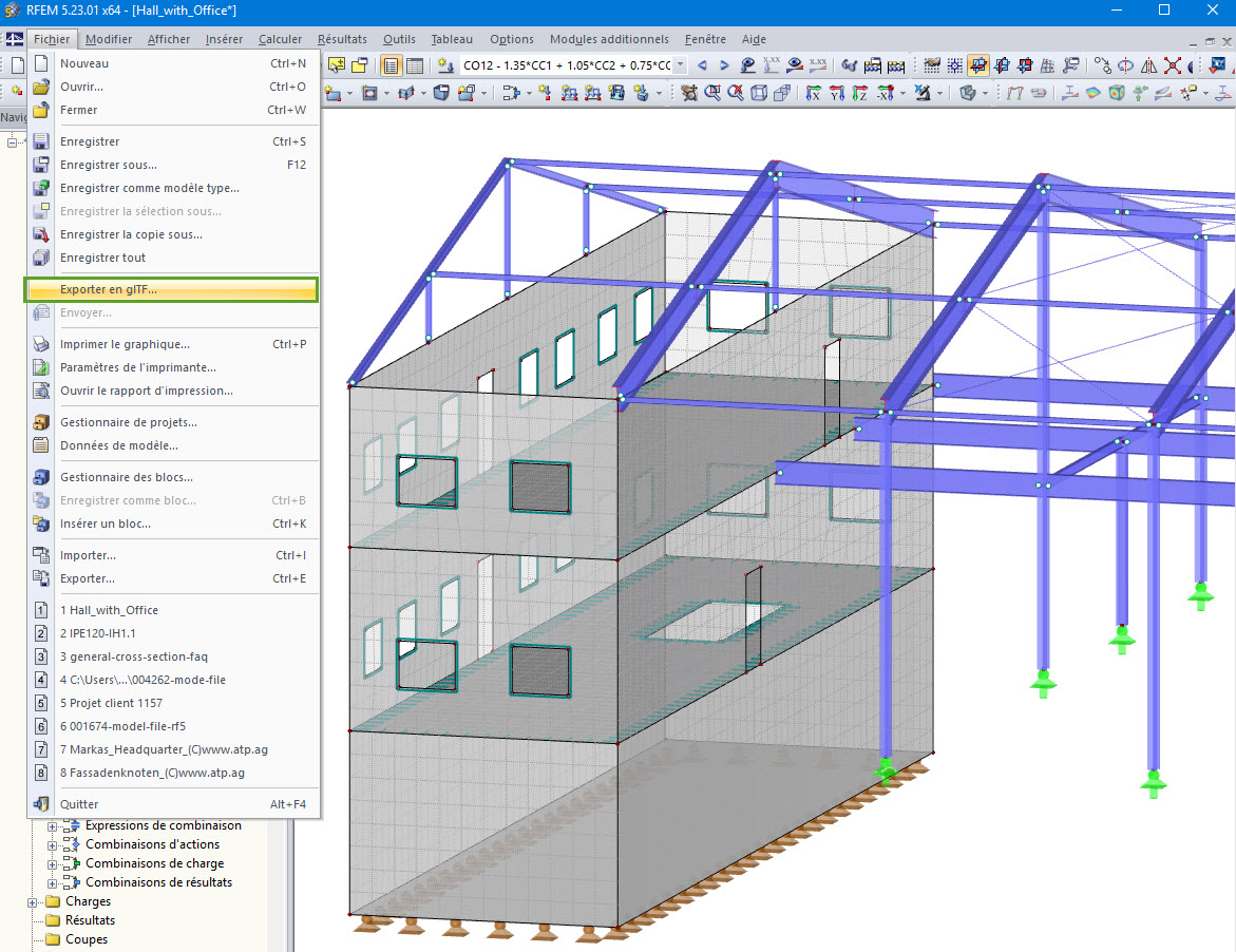 Exportation d’un modèle RFEM au format *.glb ou *.glTF
