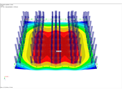 Radier avec charges des montants de rayonnage