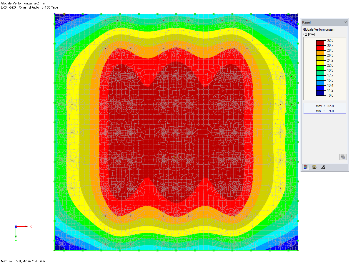 Section le long de la largeur de l’ouverture de fissure
