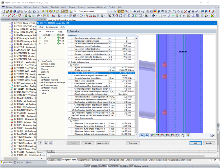 Calcul de la rigidité élastique initiale S,j,ini pour la connexion à la section IPE 240