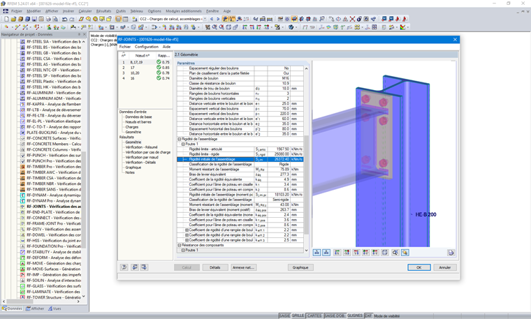 Calcul de la rigidité élastique initiale S,j,ini pour la connexion à la section IPE 300