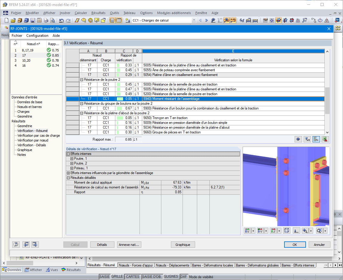 Vérification des connexions avec les assemblages semi-rigides