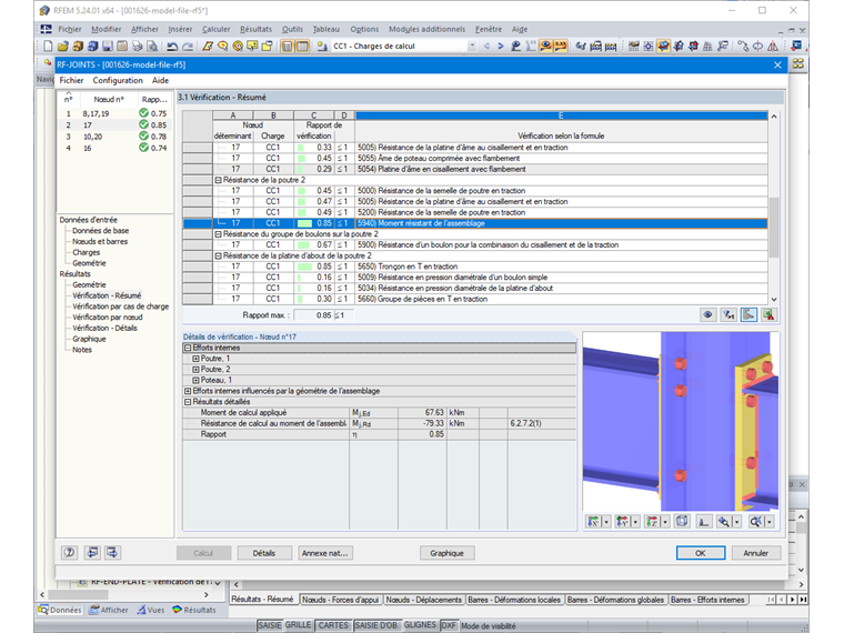 Vérification des connexions avec les assemblages semi-rigides