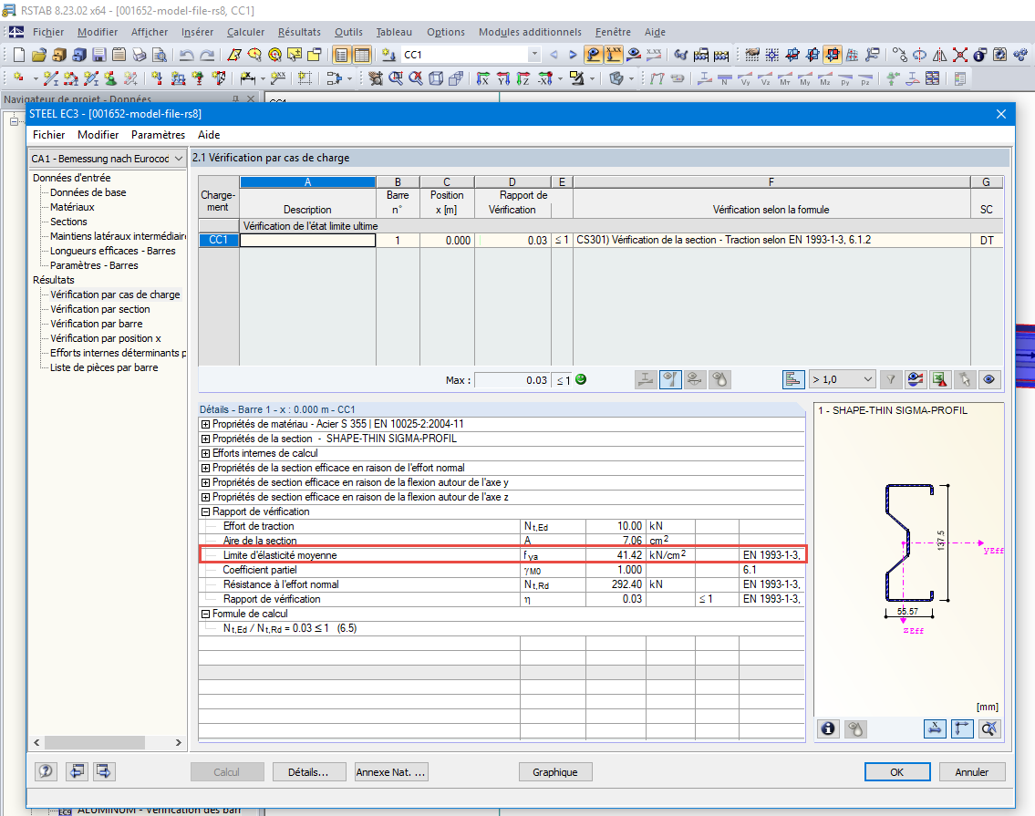 Sortie des résultats