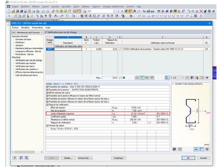 Sortie des résultats