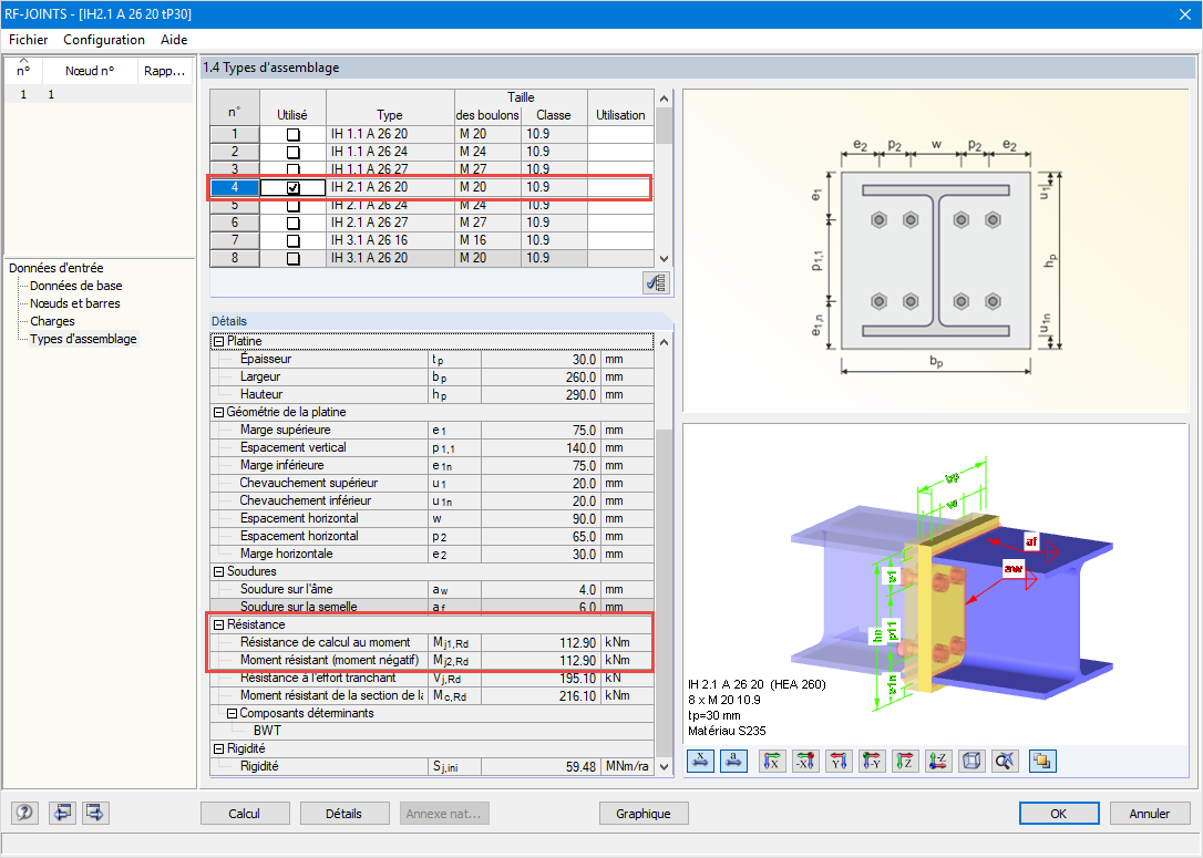 Comparaison avec le module JOINTS Steel - DSTV