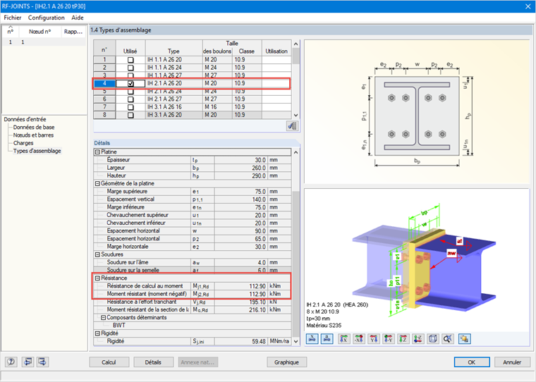 Comparaison avec le module JOINTS Steel - DSTV