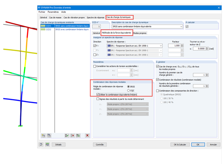Activation de la combinaison linéaire équivalente dans RF-/DYNAM Pro