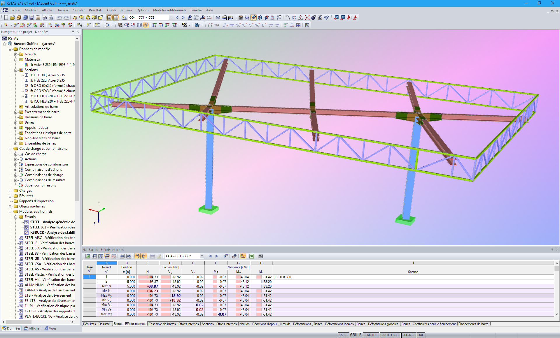 Modell der Überdachung in RSTAB