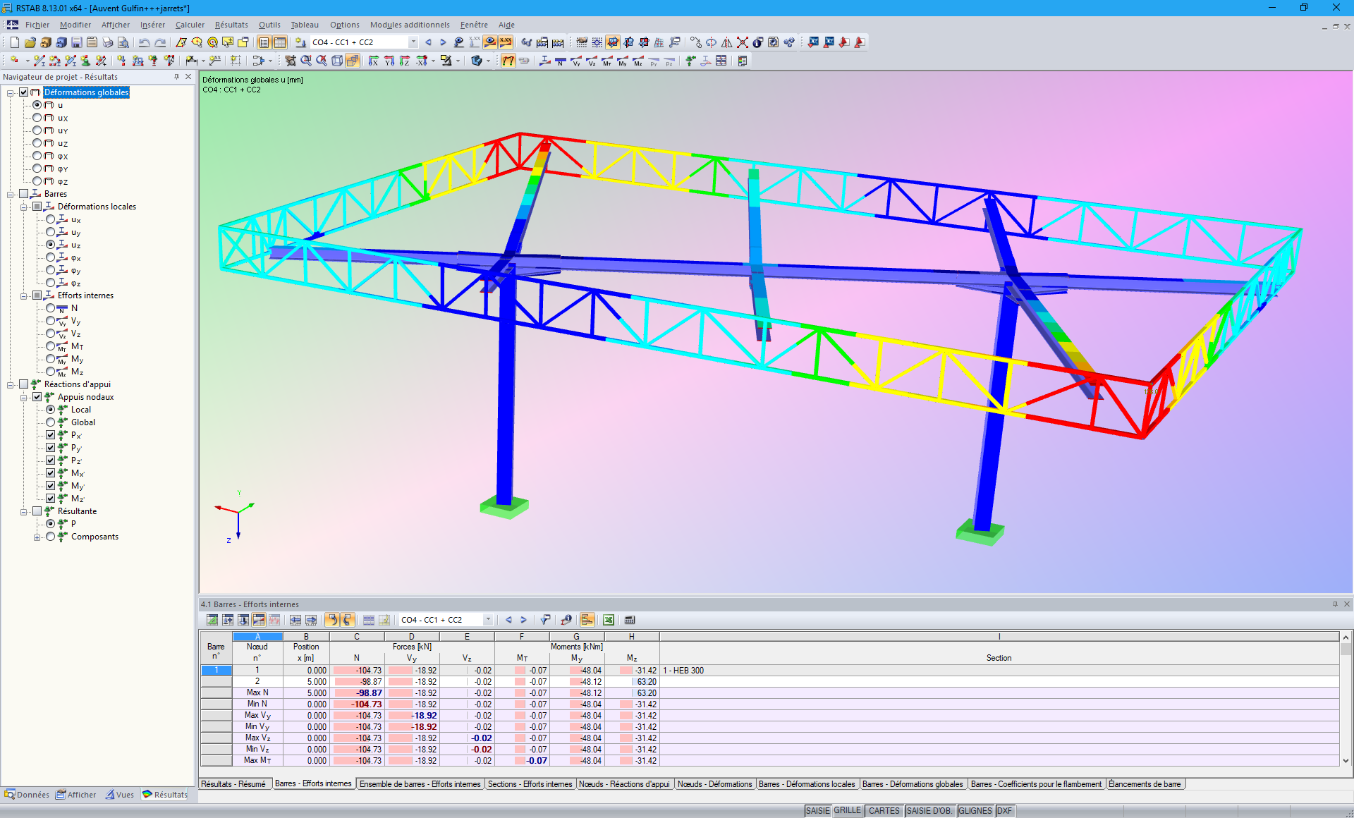 Verformungen der Überdachung in RSTAB