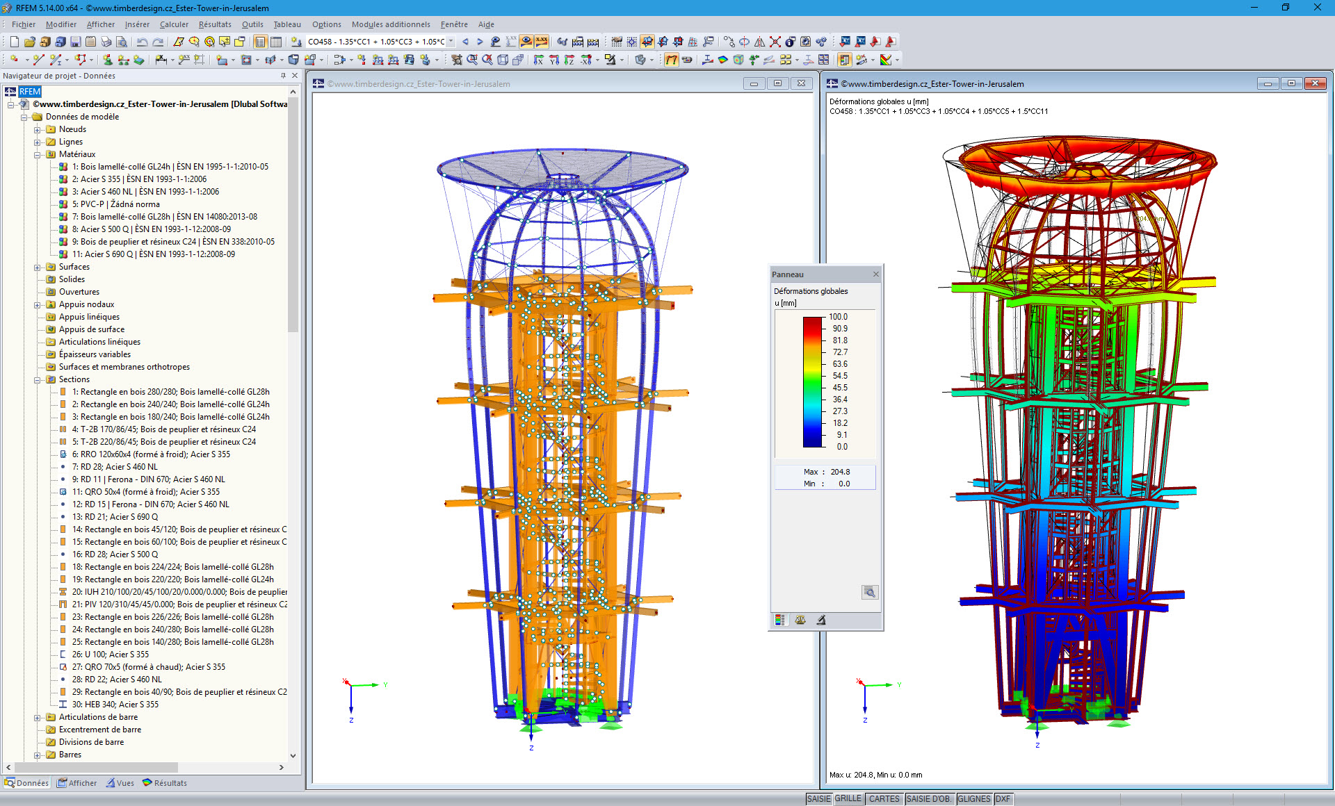 Modélisation de la structure d'une tour Ester dans le programme RFEM