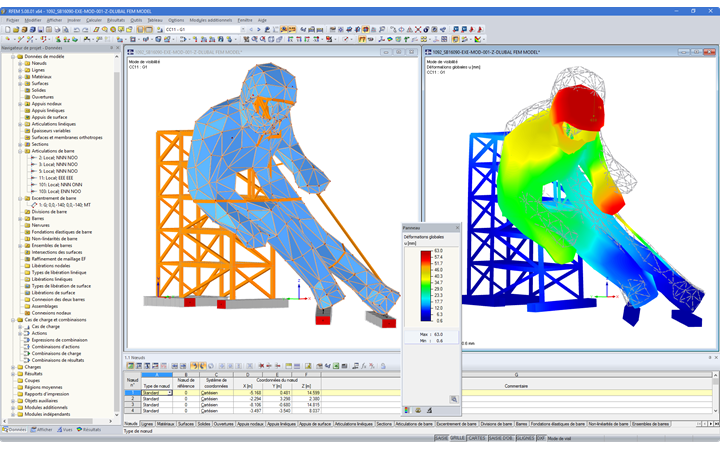3D-Modell und Verformungsfigur des Edy in RFEM (© sblumer ZT GmbH)