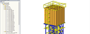 Modèle 3D de la structure porteuse de l'usine de mélange à sec dans RSTAB (© www.dw-ingenieure.de)