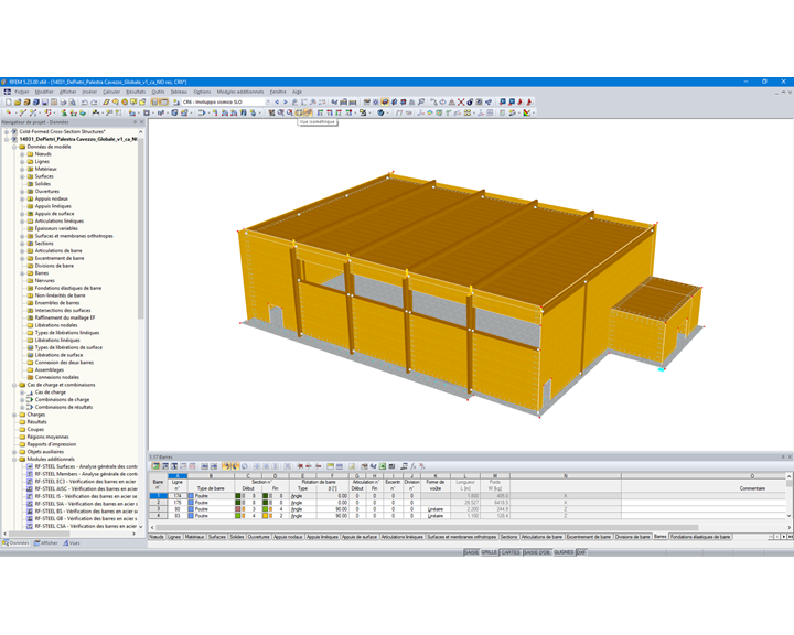 Modèle 3D du gymnase dans RFEM (© Studio Ergodomus)