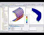 Modèles de la structure arrondie et des escaliers avec résultats dans RFEM (© osd GmbH & Co. KG)