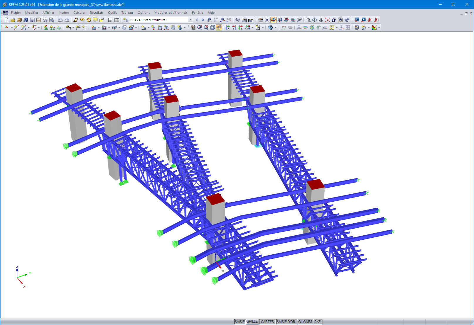 Modèle RFEM de la structure porteuse (© GHI)