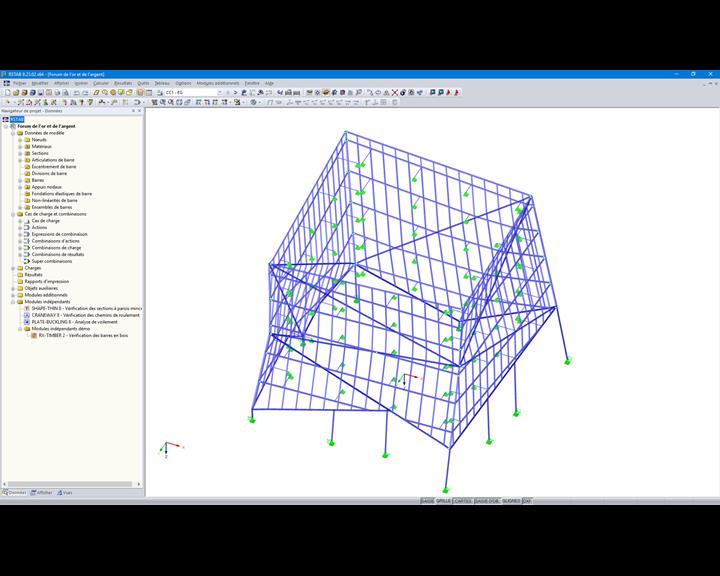 Ossature de la façade modélisée dans RSTAB (© Klöckner GmbH)