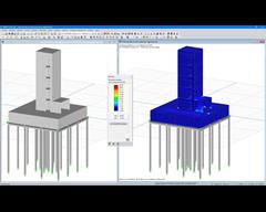 Modèle de la structure en béton armé et résultats (© Isenmann Ingenieure)