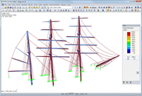 Déformation du gréement lors d'un orage à 54 nœuds (~ 100 km/h) dans RFEM (© Wollert)