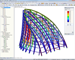 Statisches Modell mit Verformungsbild einer Turmspitze in RFEM (© Werner Sobek Stuttgart)