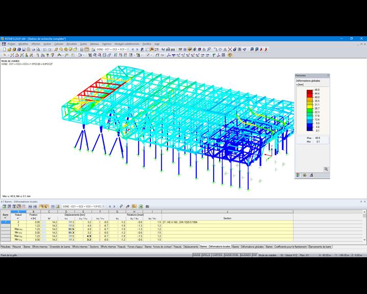 Modèle de la station de recherche avec déformations dans RSTAB (© KSF)