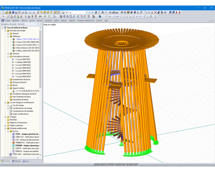 Modèle de la tour dans RSTAB (© Pirmin Jung Ingenieure)