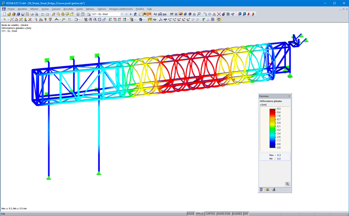 Modèle avec déformation visualisé dans RSTAB (© Gartner Steel and Glass GmbH)