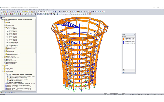 Modèle en 3D de la tour d'observation dans RSTAB (© WIEHAG GmbH)