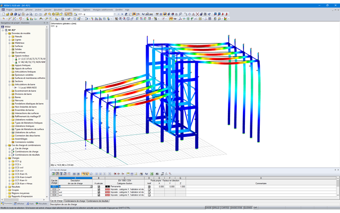 Modèle 3D de la structure à effet Hall avec les déformations visualisées dans RFEM (© pbr)