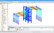 Modèle 3D de la structure à effet Hall avec les déformations visualisées dans RFEM (© pbr)