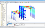 Modèle 3D de la structure à effet Hall avec les déformations visualisées dans RFEM (© pbr)
